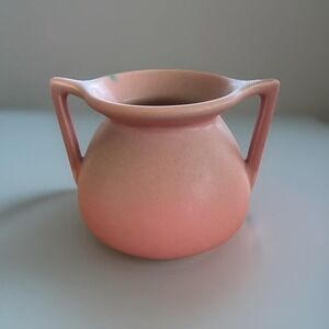 1928 Rookwood Pottery Pink Matte Vase Double Handles Shape 354 Arts & Crafts 3x5